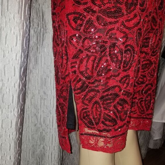 VIJIV+vintage 1920s sequined flapper dress +red new Large - Picture 4 of 16